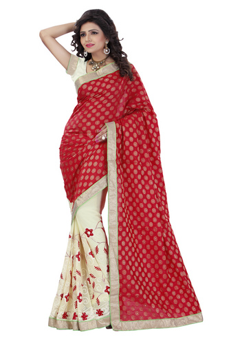 Red Stone Work Saree