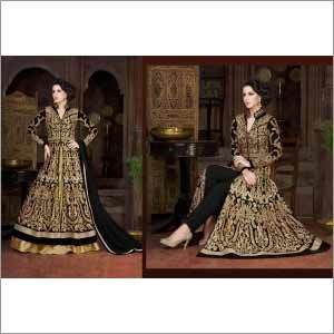 Black, Beige Fancy Designer Suit - Net Top, Banglori Silk Black & Golden Bottom, Chiffon Black Dupatta, Elegant Design, Comfortable Wear