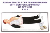 Premium Advanced Adult Cpr Training Manikin - Durable Polymer & Fabric Clothing, Adult Size, Skin Tone With Black Clothing - Monitor & Printer For Performance Metrics, Electric Power Source