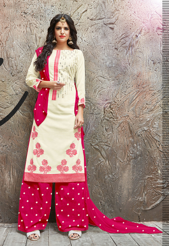 Designer Salwar Kameez - Cotton Top, Santoon Bottom, Chiffon Dupatta | Elegant Design, Comfortable Wear, Ready to Ship
