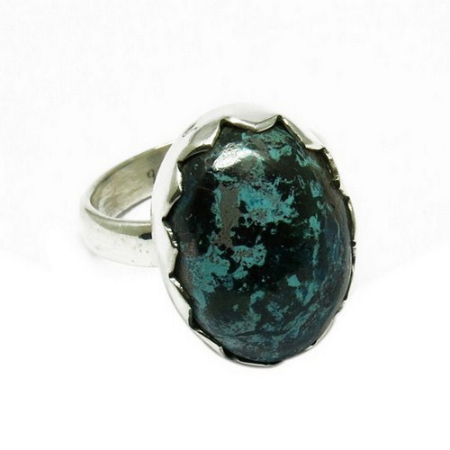 Fabulous Azurite Gemstone Ring - 925 Sterling Silver, Size 6.0 US, Green Oval Design | Unisex Jewelry for Engagement, Weddings, and Gifts