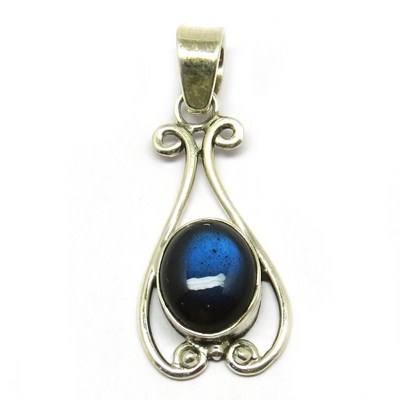 Exclusive !! Blue Fire Labradorite 925 Sterling Silver Gemstone Pendant Gender: Women