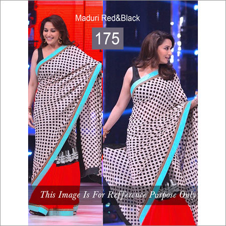 Madhuri Red & Black Bollywood Replica Sarees
