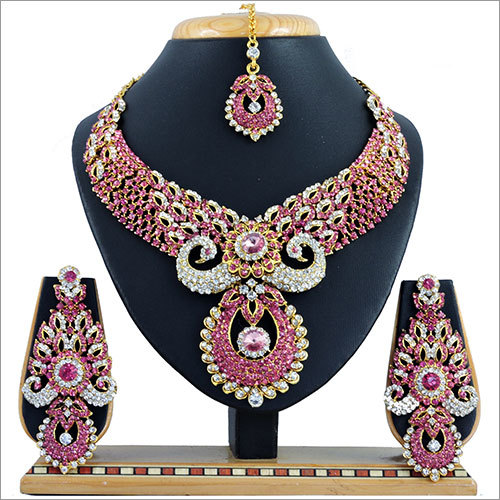 Pink Alloy Necklace Set