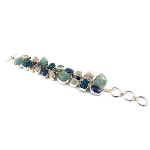 Fashion Delicate !! Multi Stone 925 Sterling Silver Jewelry Bracelets