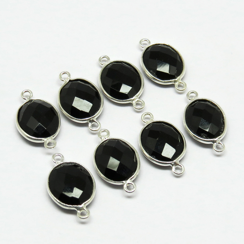 Black Onyx 925 Sterling Silver Oval Shape Gemstone Connector Gender: Women