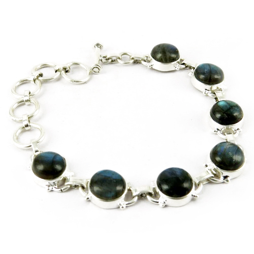 Fashion Blue Labradorite Silver Charm Bracelet !! 925 Sterling Silver Gemstone Jewelry