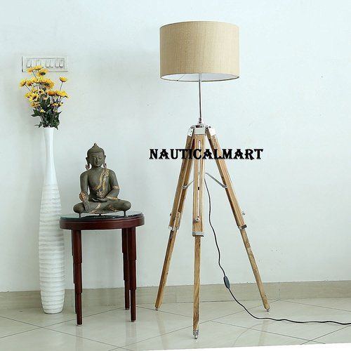 62"modern Contemporary Tripod Floor Lamp With Fabric Brown Shade