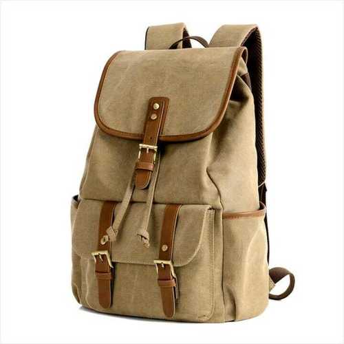 Pattern Leather Canvas Backpack