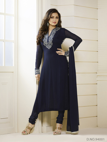 Navy Blue Designer Dress Material
