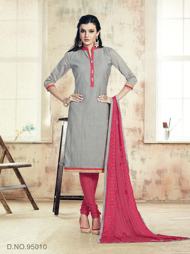Attractive Dress Material Collection - Cotton Blend, Grey Color | Embroidered Design, Dry Cleaning Suitable for Spring