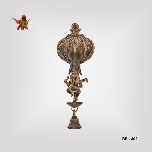 Brass Ganesha Hanging With Diya - 10x10x10 cm | Durable, Easy To Clean, Modern Hindu Art Decor