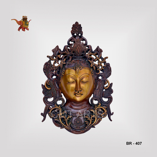 Brass Tara Hanging Mask - Brass, 12 Inches | Durable, Easy to Clean, Modern Arts Style, Buddhism Theme