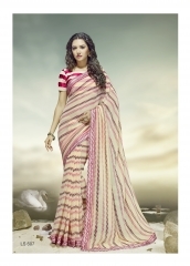 Shrewd Off White Georgette Designer Saree