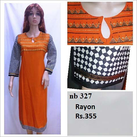 Rayon Kurtis - Rayon, Size M/L/S/XL, Orange | Modern Sleeveless Design for Casual & Formal Summer Wear