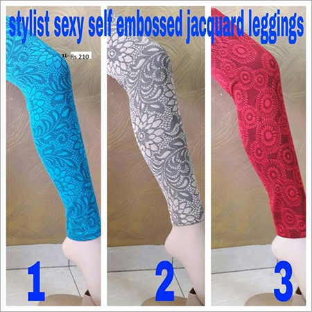 Red Jacquard Leggings