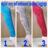 Red Jacquard Leggings