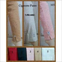 Ladies Cigarette Pants - Cotton, Casual Style, White | Breathable Material, Plain Pattern, Perfect For Rainy And Winter Seasons