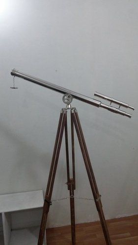 Collectible Nautical Brass Double Barrel Telescope With Tripod Stand