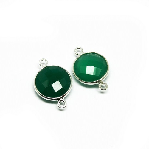 Sweet Iridescent Green Onyx 925 Sterling Silver Gemstone Connector Gender: Unisex