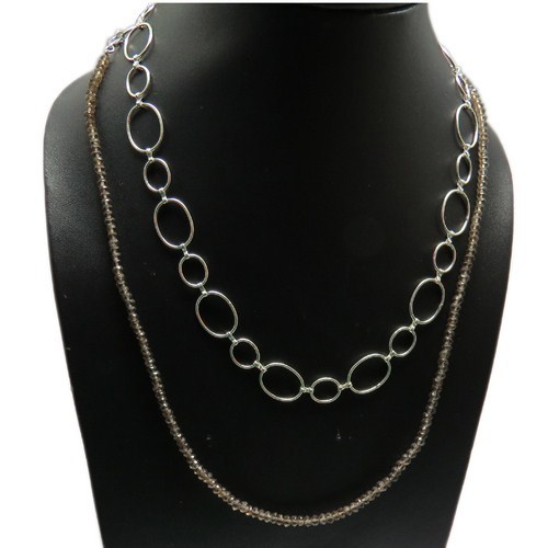 Natural Beauty Smoky Quartz 925 Sterling Gemstone Necklace Gender: Women