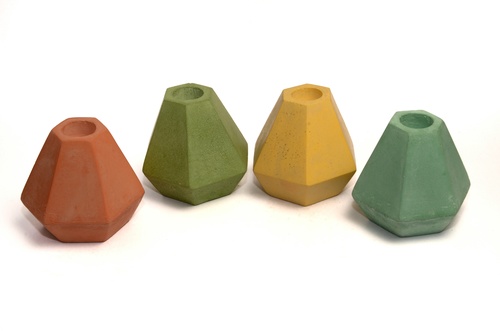 Decorative Candle Holder - Colored Cement 8.5x10.1x9.0 cm | 100% Eco-Friendly, Handmade, Unique Color Variations, Modern Artistic Design