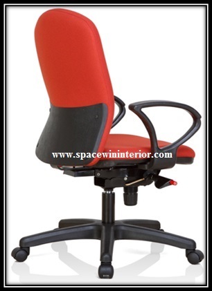 Workstation Chair - Fabric Metal, Red | Ergonomic Design, Lumbar Support, Adjustable Height, Revolving Base