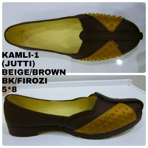 KAMLI-1 JUTTI-B/BRN - Leather Slip-On, Size 5-8, Brown | Comfortable, Stylish, Durable, Lightweight, Flat Rubber Sole