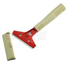 Floor Scraper - Plastic Metal, 10 Inches, Red | Replaceable Blade, Lightweight, Sturdy, Textured Grip