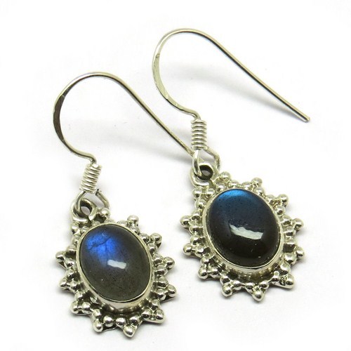 Graceful Blue Fire Labradorite 925 Sterling Silver Gemstone Earring Gender: Women