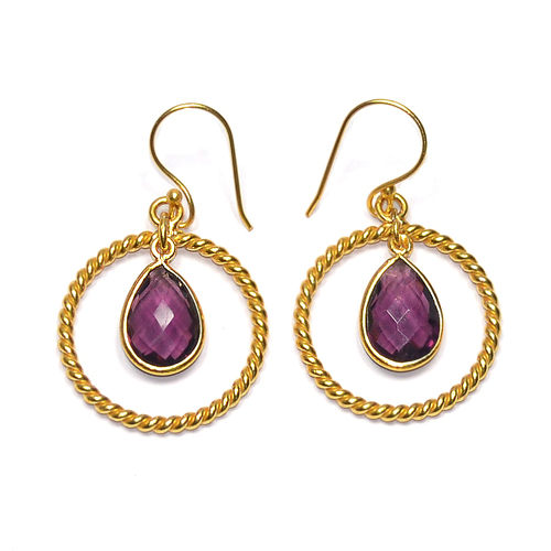 Amethyst Pear 925 Sterling Silver Earring
