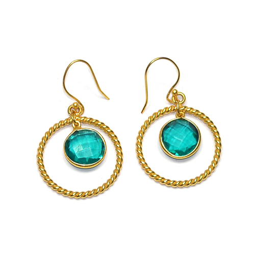 Apatite Hydro Round 925 Sterling Sliver Earring