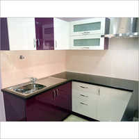 German Modular Kitchen - Wood & Laminate Structure, Variable Dimensions , Elegant Design, Granite Countertop, Stainless Steel Sink, Metal Handles, Low Maintenance