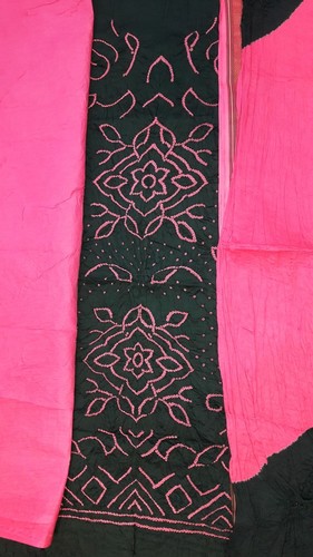 Dry Cleaning Pure Bandhani Cotton Silk Dress Material