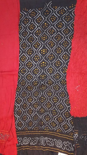 Washable Pure Bandhej Cotton Silk Dress Material