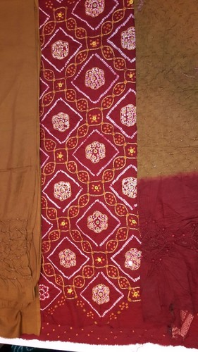 Washable Cotton Bandhani Silk Dress Material