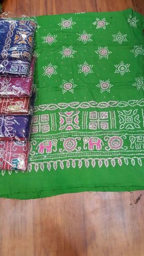 Dry Cleaning Bandhani Cotton Silk Handwork Dress Material