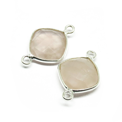Amazing Rose Quartz 925 Sterling Silver Bezel Gemstone Connector Gender: Children