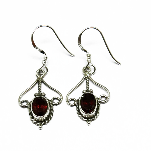 Oxidized Red Garnet - 3.4 x 1.4 cm | 925 Sterling Silver Charm Earrings Unisex Perfect for Anniversary Engagement Gift Party Wedding