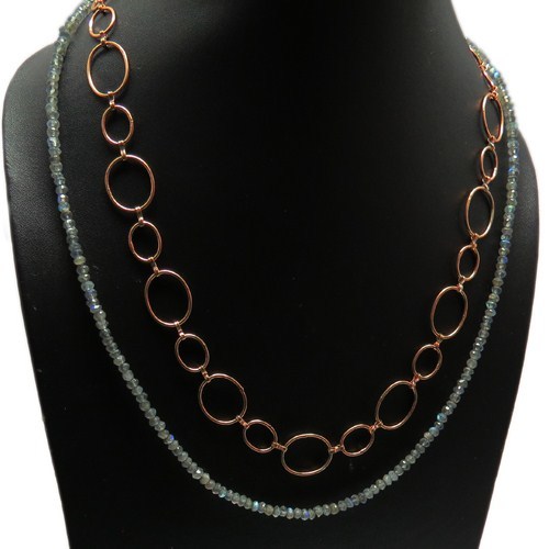 Blue Fire Labradorite 925 Sterling Silver Beads Gemstone Necklace Gender: Unisex