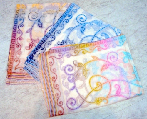 Cotton with silk jacquard border Scarves