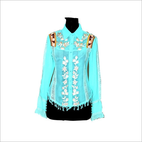 Tuxedo Shirt turq ecru