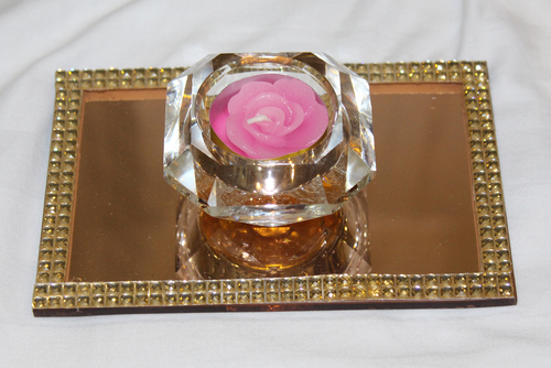 Diya on Mirror Plate