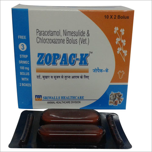 Zopac-K Nimesulide Paracetamol Chlorzoxazone Bolus Ingredients: Animal Extract