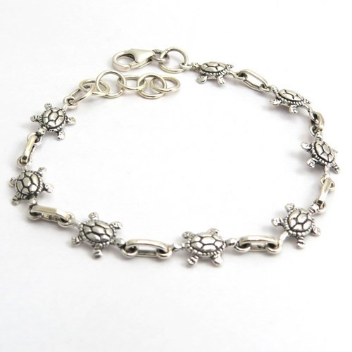 Fashion Exclusive !! Tortoise Oxidized Plain Lobester Lock 925 Sterling Silver Bracelet