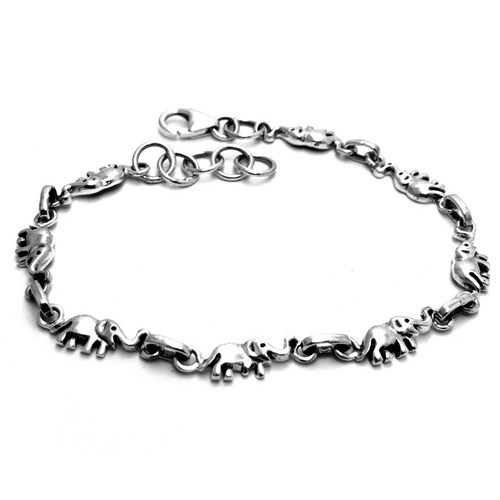 Fashion Beautiful Elephant !! Oxidized Plain Lobster Lock 925 Sterling Silver Bracelet