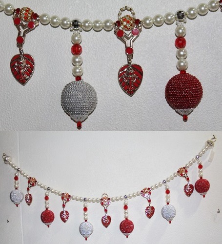 Toran - Plastic Beads and Flowers, Red, Lightweight | Attractive Design, Easy to Hang, Elegant Decoration