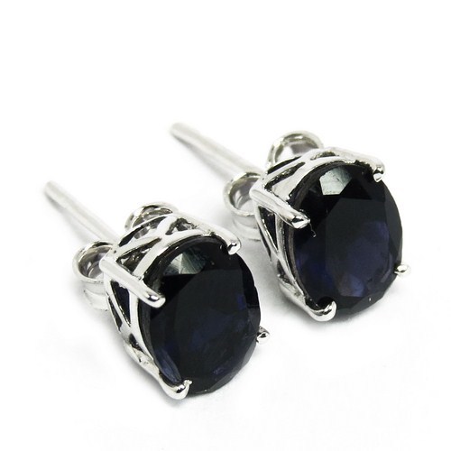 Bali Secret !! Natural Blue Iolite 925 Sterling Silver Studs Earring Gender: Women