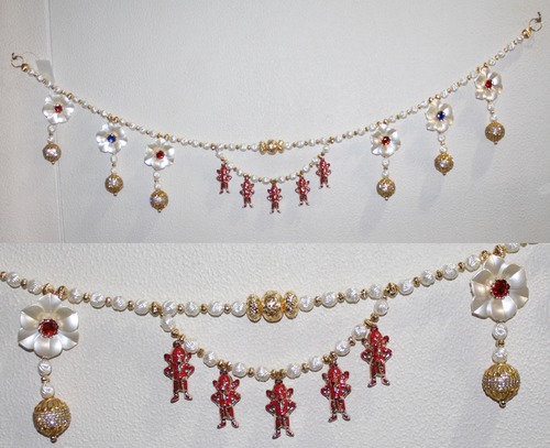 Toran - Plastic Beads and Metal, 3 Feet, Red | Traditional Floral Design, Attractive, Durable, Elegant Look, Easy to Hang