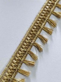 Fancy Ribbon Laces - Satin Silk With Golden Sequins, Reversible Design | Plain Pattern Lace For Elegant Border Decoration